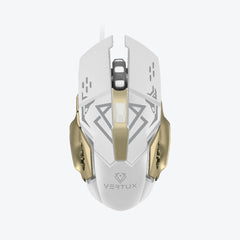 Vertux Gaming Mouse Wired, High Performance 3200 DPI 6 Buttons Rainbow LED Backlit USB Gaming Mouse with Precision Tracking and Anti-Slip Rubber Scroller Button - White | VE.DRAGO.WT